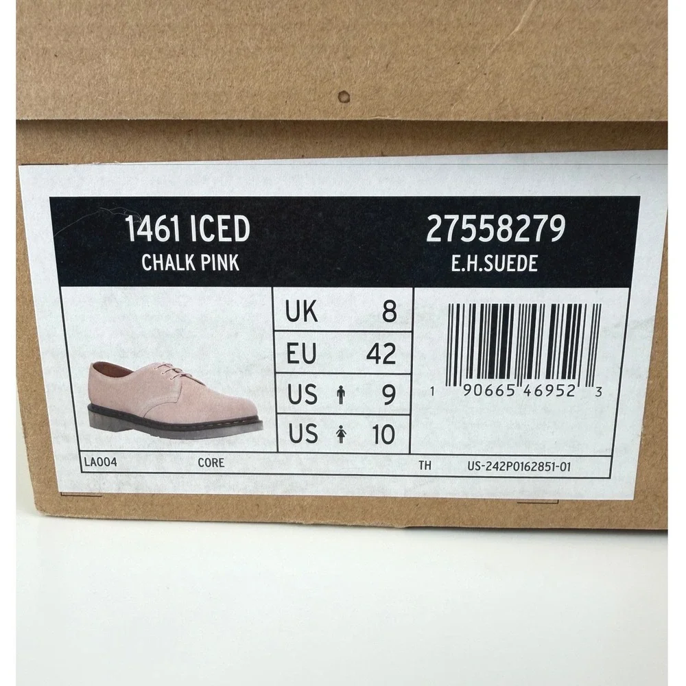 Dr Martens 1461 Iced Chalk Pink Suede Oxford Shoes W10 M9 27558279 Box